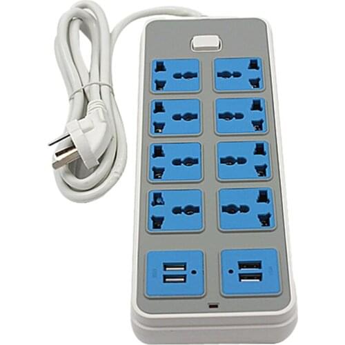 GTBL Power Strip Surge Protector With 4 USB And 8 Outlets Ports 6.5 Feet Extension Cord 3000W 16A For Home Dorm