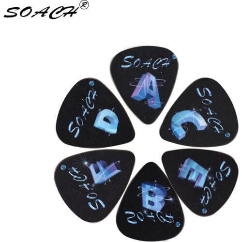 SOACH 10pcs 3 kinds of thickness new brand guitar picks bass 26 English alphabet pictures quality print pick Guitar accessories