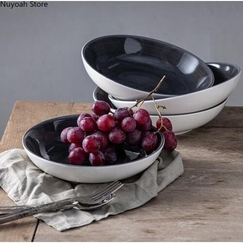 European-style Plate Fish Plate Creative Ceramic Western Dinner Plate Household Large Shallow Mouth Basin Deep Dish Dish Plate