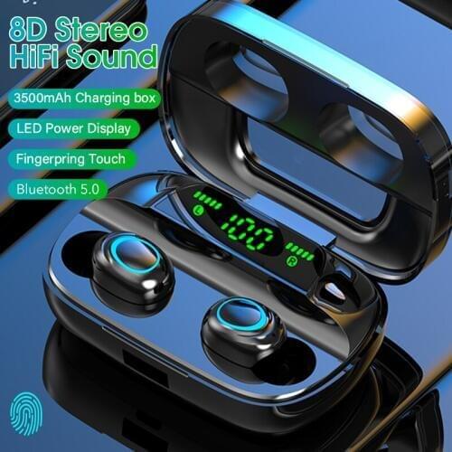 Earphone Touch Wireless TWS 5.0 Bluetooth Headphones HiFi Stereo Earphones Noise Canceling Headset Waterproof Earbuds LED Power
