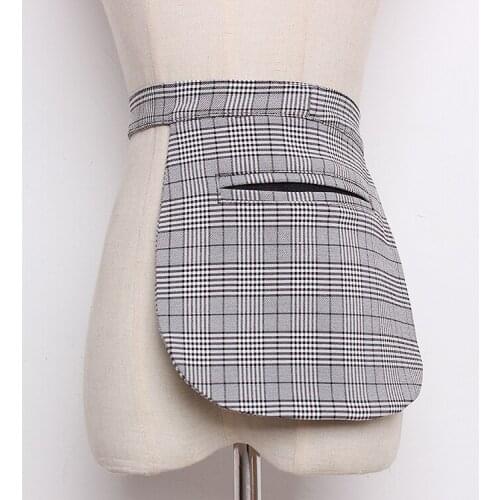 Womens runway fashion plaid Cummerbunds female Dress Corsets Waistband Belts decoration wide belt TB1377