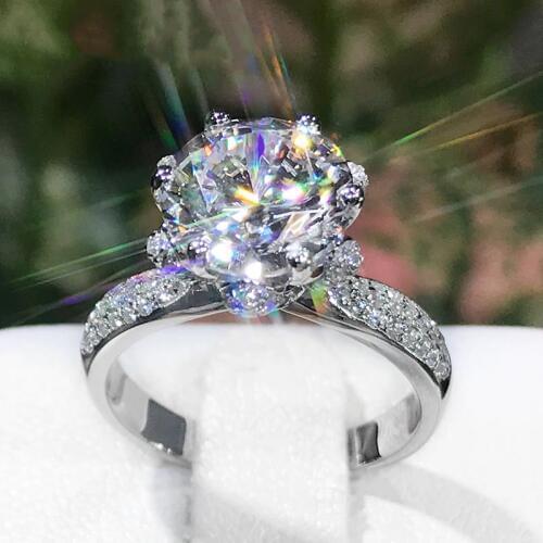 1 Carat ct Wedding Moissanite Diamond Ring Genuine 18K 750 White Gold