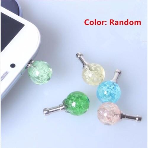 1PC Mobile Phone 3.5mm Earphone Jack Anti Dust Plug Universal Headphone Dust Cap Round Colurful Rhinestone Luminous Dust Plug