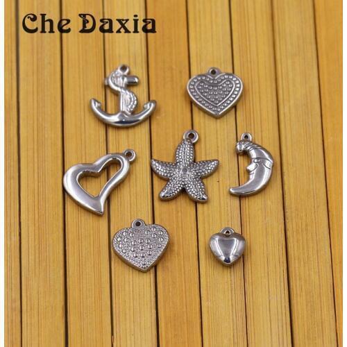 10 pieces/pack) stainless steel Anchor moon Love charms for DIY bracelet necklace accessories