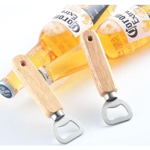 100pcs Wood Handheld Bartender Bottle Opener Wine Beer Soda Glass Cap Bottle Opener Kitchen Bar Tools Bottle Opener