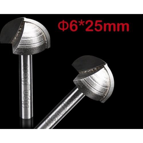 2pcs 6*25mm Round Bottom nose Engraving Bits Wood Engraving Router Bits Woodworking CNC Router Bits