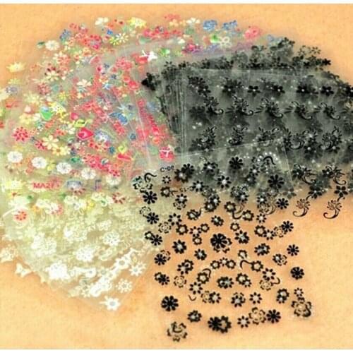 50 Sheets Nail Art 3D Flower Stickers Decals High Quality Mix Color Nail Tips Art Decoration Accessories