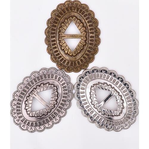 5X DIY Southeast Tribal Flower Sliver Western Cowboy Leathercraft Slotted Headstall Bridle hatband Conchos decor 32*25mm