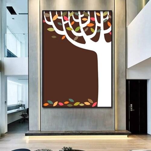 Abstract Colorful Leaves and White Trunk Canvas Posters Wall Art Print Modern Painting Nordic Kid Bedroom Decoration Picture
