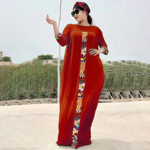 Polyester Printing African Dresses for Women Summer African Women O-neck Dashiki Long Dress Maxi Dress African Clothes Women