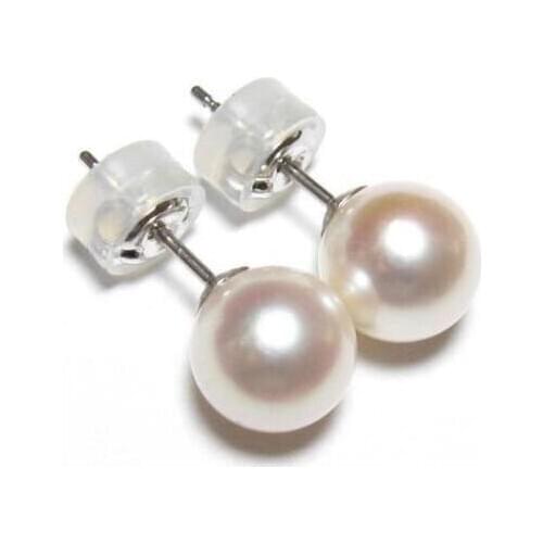 >>>>noble jewelry Genuine AAA 9-10mm round south seas white Pearl Earrings white gold