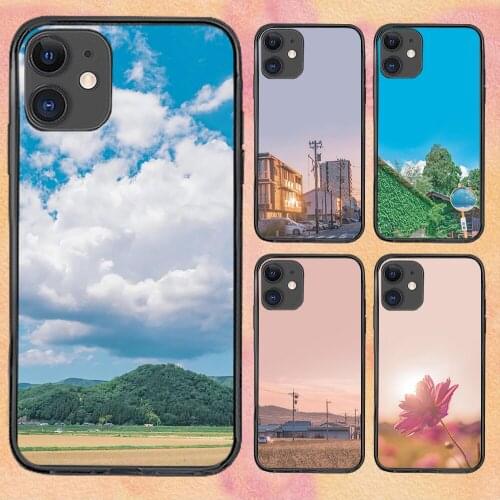 Flower Photo Sky For iPhone 11 Case 6 Mini Pro XS Max X XR 6 12 Plus Luxur Soft TPU Airbag Cover 12Pro 11Pro 12Mini