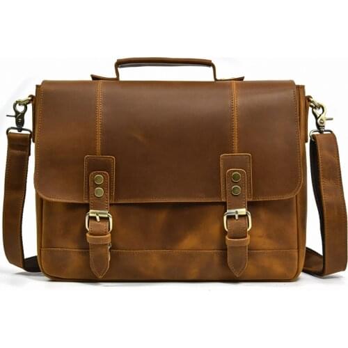 Business Shoulder Bags Mens Genuine Leather Messenger Bag Boy Laptop Size Handbags Tote Natural Real Cowhide Male A4 Briefcase