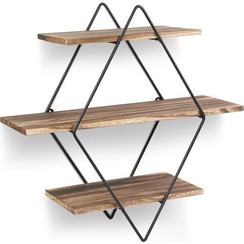 Wood Wall Shelves Vintage Style Floating Shelves Black Metal Wall Mounted Shelves Dropshipping New