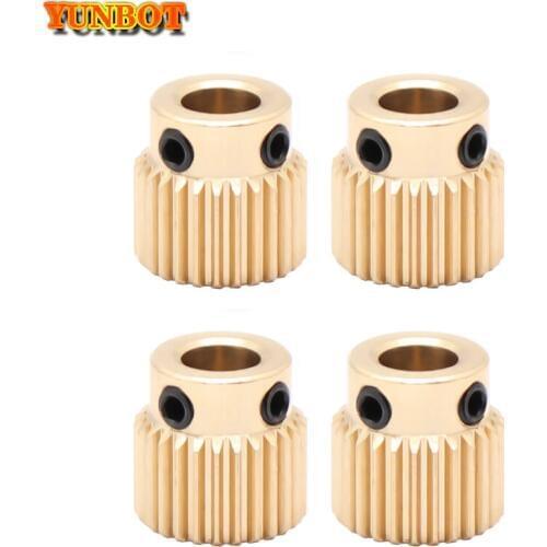 3D printer parts 40 Tooth Bore 5mm MK8 Drive Gear Extruder Hotend Feeder -Brass Stainless Steel - For Makerbot Delta Prusa I3