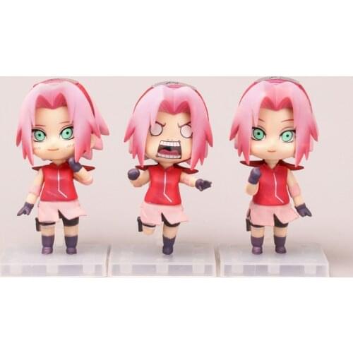 3TYPES/SET Naruto ninja Haruno Sakura Action Figures Anime Figurines doll Model Toys Birthday cake car Collection Ornaments Gift