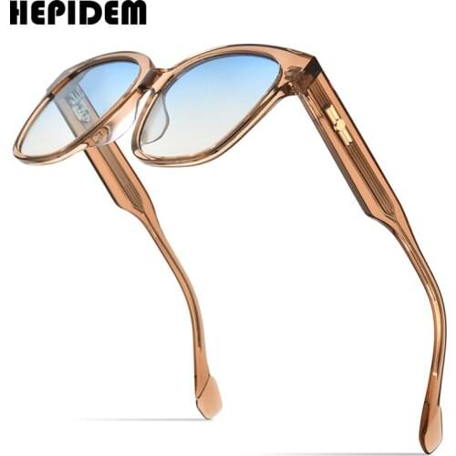 HEPIDEM Acetate Sunglasses Women 2021 Fashion Transparent Oversize Korean Square Sun Glasses for Men Mirrored Nylon Lens Kamil