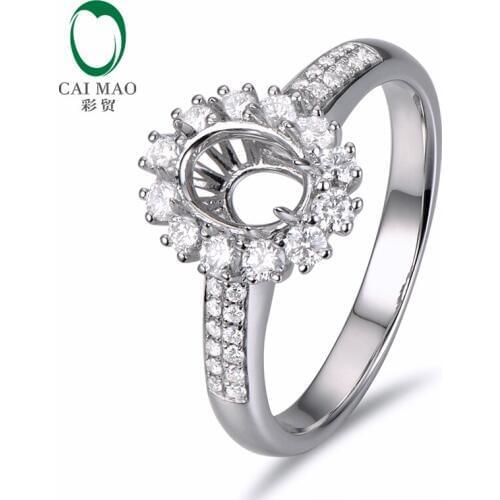 5x7mm Oval Cut White Gold Natural Diamond Semi Mount Ring Settings free shipping