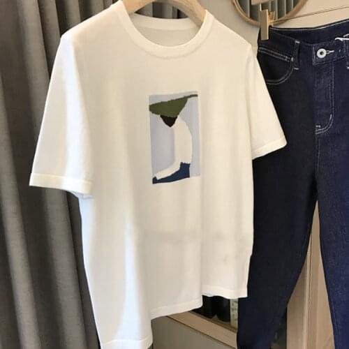 2021 Rushed New Room 205784, Under The Four Rows 3 】 Film Web Celebrity Figure Printed Round Collar Short Sleeve T-shirt 32