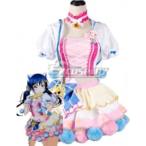 Love Live Umi Sonoda Cat Double Pony Tail Lovely Dress Maid Dress Girls Adult Halloween Party Dress Set Cosplay Costume E001