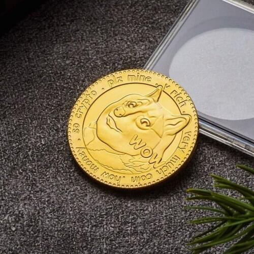 Beautiful Gold Plated Dogecoin Commemorative Coins Cute Dog Pattern Dog Souvenir Collection Gifts