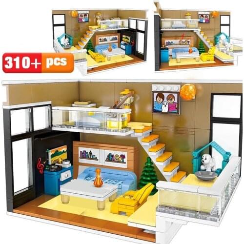 Creator city street view home Nordic House moc building block family figures room bricks educational toy collection for kid gift