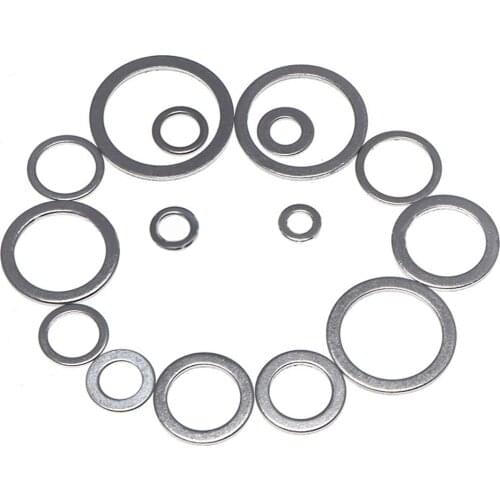 18 Sizes 450Pcs Corrosion Resistant Assortment Washer Flat Spacer Aluminum Washer Gasket Set Sealing Kit with Storage Box