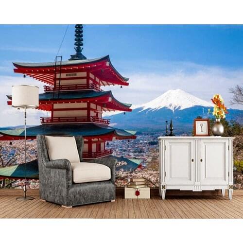 Papel de pared Japan Fuji mountain pagoda natural landscape 3d wallpaper,living room bedroom wall papers home decor mural