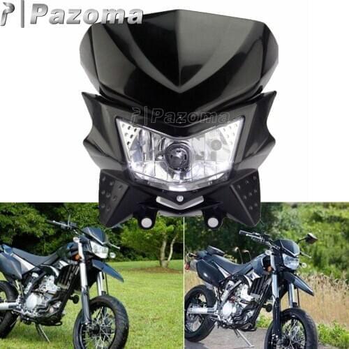 Pazoma Black Motorcycle Motocross Headlight Dual Sport Dirt Bike Head Lamp Fairing for Suzuki Kawasaki Honda Yamaha Headlights