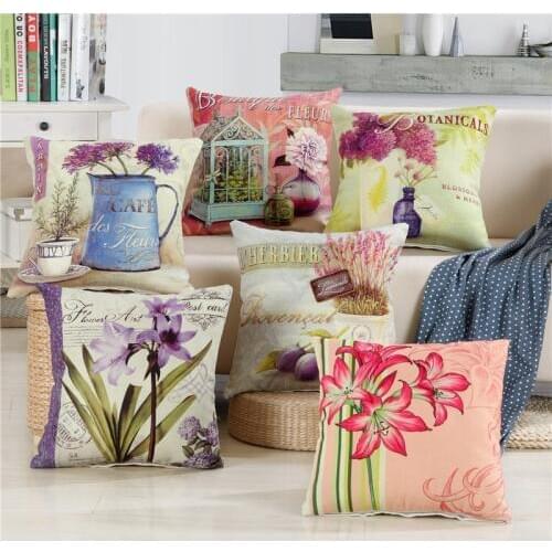 Hap-deer linen cottom Printed pastoral Cushion for Sofa Car Seat geometric housewarming gift Throw Pillow Home Decorative yan