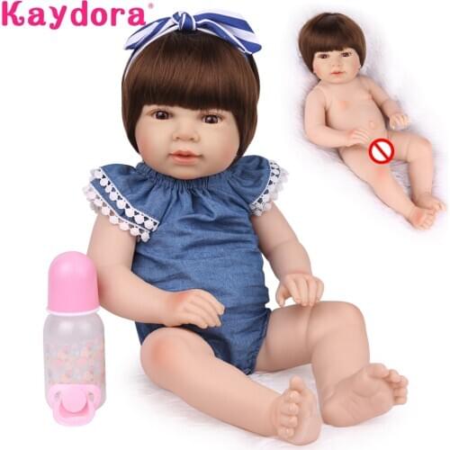 New Arrival Full Silicone Reborn Baby Dolls 48cm/55cm Child Toddler Kids Bath Play Toys Cute Bebe Boneca Birthday Surprise Gift