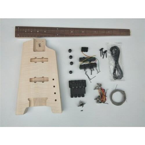 Semi-Finished Headless Electric Bass Guitar,Mahogany Body with All Hardware No Paint BJ-126