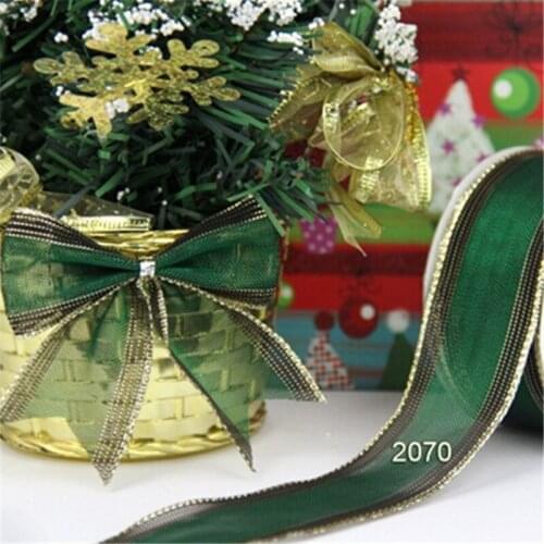 Net metallic green gift wrapping wired edge ribbon 25yards roll