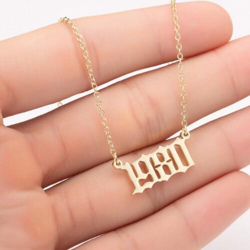 Sale Custom Jewelry Special Date Year Number Necklace for Women from 1980 to 2019 Personalized Collares Necklaces