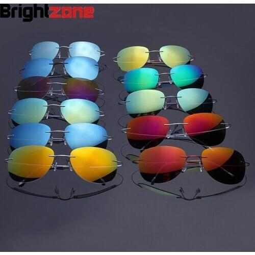 NewArrival Free Shipping Luxury Ultra-light Flexible Pure Titanium Rimless Mirror Polarized Sunglasses Eyeglasses Eyewear Unisex