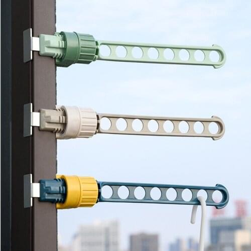 Drying Rack Balcony Clothes Drying Holder Wall Mounted Clothes Window Storage Hook Hanger Bathroom Indoor Space Saving 8 Holes