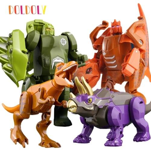 Dinosaurs Transform Robot Jurassic Park Action Figures Force Mecha Fight Toys for Boy Assemble Children Toy Educational Bricks