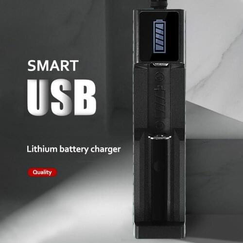 Universal 1 Slot Battery USB Charger Adapter LED Smart Chargering For Rechargeable Batteries Li-ion 18650 26650 14500