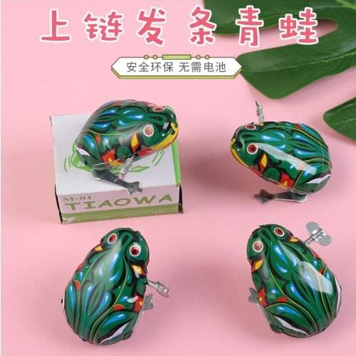 Nostalgia Toys Small Wind-Up Tin Jumping Frog Baby Mouse Cock Rabbit Clockwork Toys Children Gift