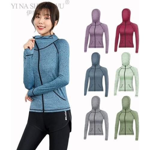 Women Sport Jacket Zipper Yoga Coat Quick Dry Thumb Hole Fitness Running Sportwear Gym Workout Tops Girl Elastic Cycling Jackets