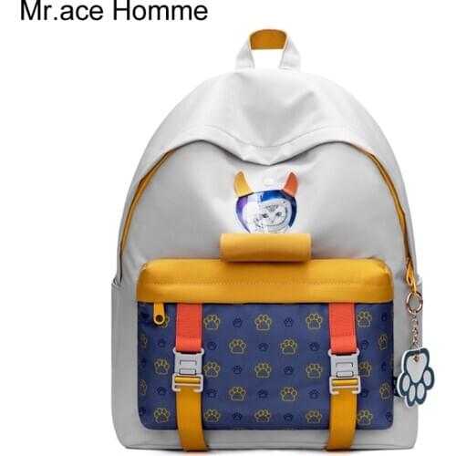 Mah Cute Cat Print Kawaii Backpack Women 14 Laptop School Backpack For Girl Fashion College Bag Waterproof Gray Travel Bagback