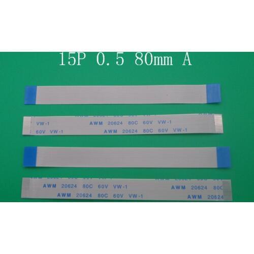 10PCS-100PCS FFC FPC flat flexible cable 0.5mm pitch 15pin Forward Reverse Length 80mm width 8mm Ribbon Flex Cable type A B