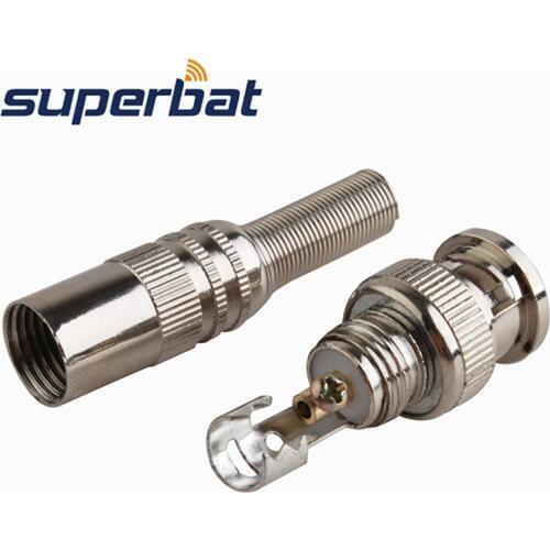 Superbat 10pcs BNC CCTV Camera Plug Connector for Coaxial Cable RG58