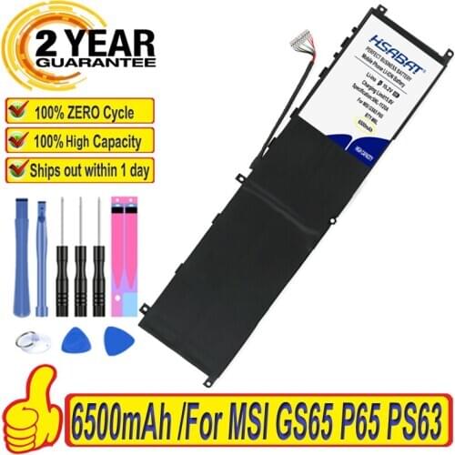 100% Original HSABAT 6500mAh BTY-M6L Laptop Battery For MSI GS65 8RF 8RE PS42 PS63 MS-16Q3 MS-16Q3 Series