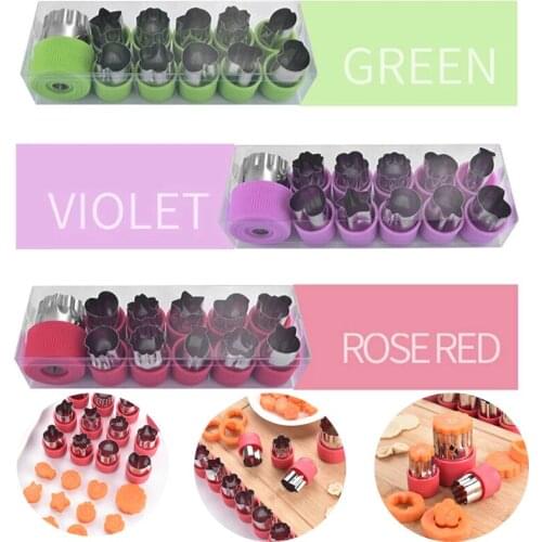 12pcs/Set Fruit and Vegetable Cutter Mold Tools Stainless Steel Flowers Cartoon Shape Cutter Mold Cake Kitchen Tools Accessories