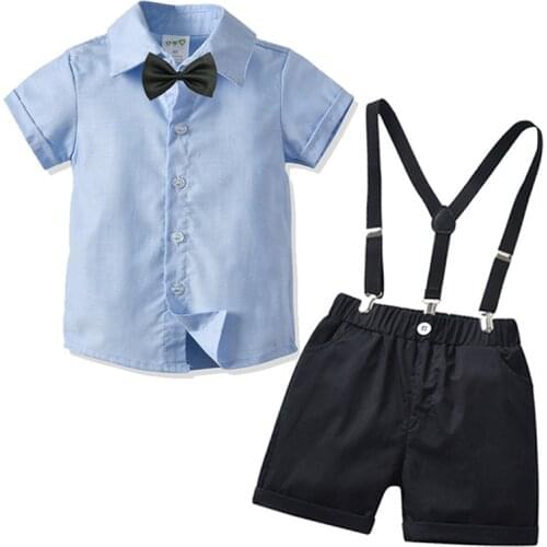 2Pcs Summer Kids Clothes Boys Short Sleeve Formal Wear Gentleman Outfits Suit Children Clothing Boy Sets 1 2 3 4 5 6 7 Years Old