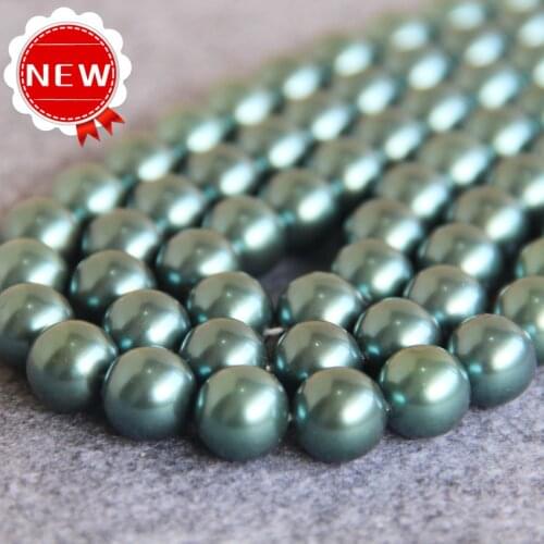 2015 New Fashion 8-14mm Light Green Shell pearl beads DIY gift for women girl loose Jewelry making design 15inch Wholesale