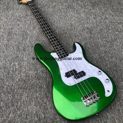 2020 new high-quality 4-string electric bass, metallic green paint, pearl panel, ebony fingerboard, postage
