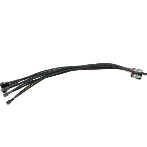 30cm Sleeved Fans Extension Power Cable Connector 4 Pin to 5x PWM 4Pin Fan Splitter Adapter for Molex PC Motherboard PWM Header