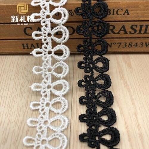 30yds White/Black Polyester Embroidered Lace Edge Trim Ribbon Applique Sewing Craft Crochet Vintage Wedding Bridal Dress Clothes